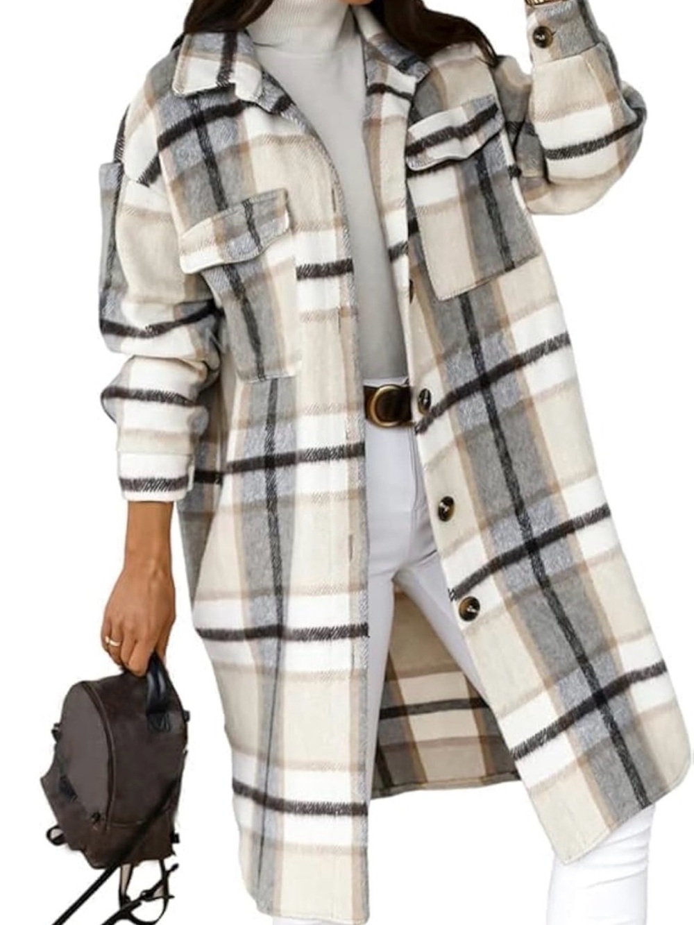 Plaid Long Shacket Coat